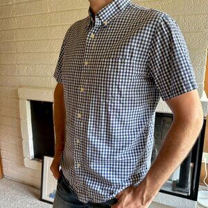 Banana Republic Gingham Checkered Short Sleeve Button Down